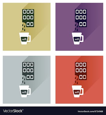 Modern flat icons collection cup coffee and vector image