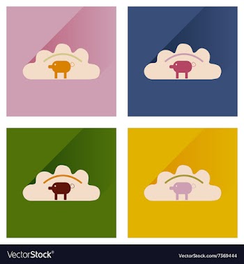 Modern flat icons collection dumplings with vector image