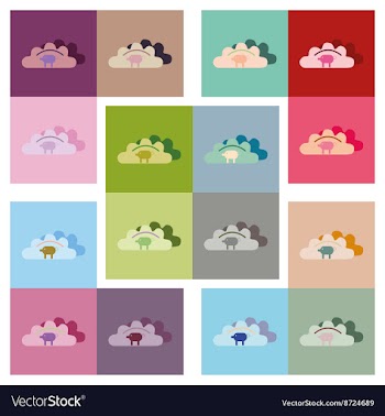 Modern flat icons collection dumplings with vector image