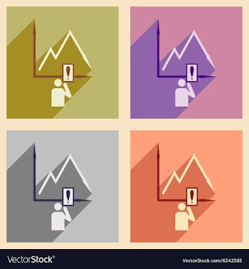 Modern flat icons collection falling graph vector image