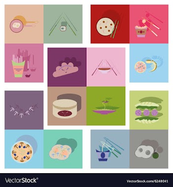 Modern flat icons collection fast food vector image