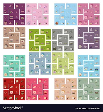 Modern flat icons collection fast food vector image