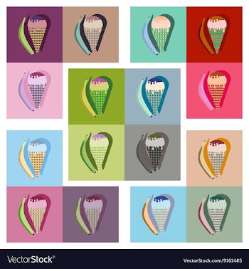 Modern flat icons collection ice cream and vector image