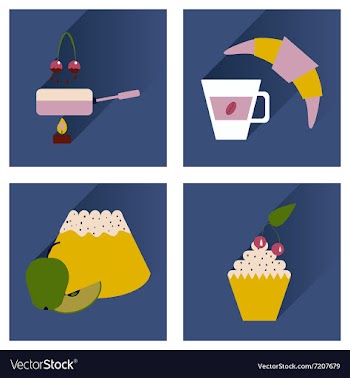 Modern flat icons collection shadow Dessert vector image