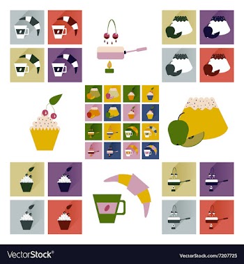 Modern flat icons collection shadow Dessert vector image