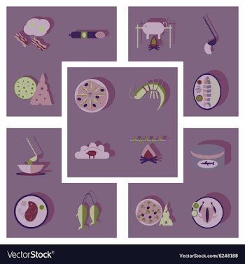 Modern flat icons collection shadow food vector image