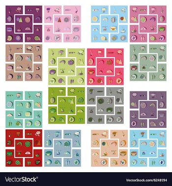 Modern flat icons collection shadow food vector image