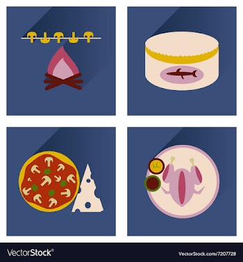 Modern flat icons collection shadow food vector image
