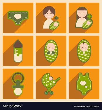 Modern flat icons collection with long shadow baby vector image