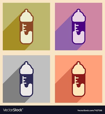 Modern flat icons collection with long shadow baby vector image