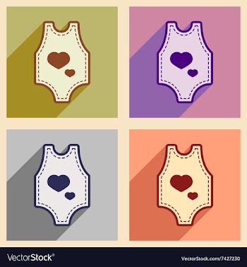 Modern flat icons collection with long shadow baby vector image