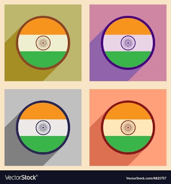 Modern flat icons collection with long shadow flag vector image