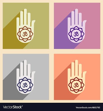Modern flat icons collection with long shadow hand vector image