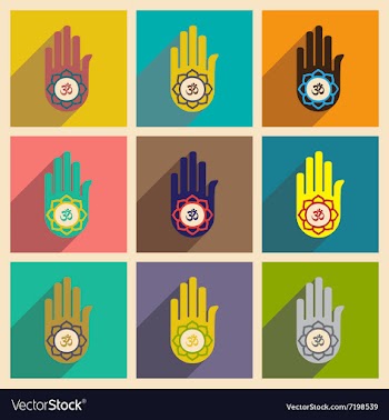 Modern flat icons collection with long shadow hand vector image