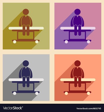Modern flat icons collection with long shadow man vector image