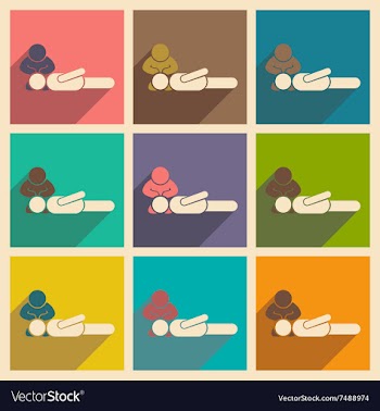 Modern flat icons collection with long shadow man vector image