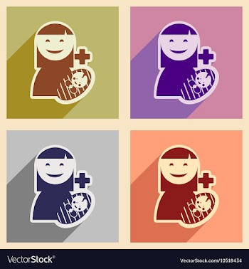Modern flat icons collection with long shadow vector image