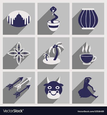 Modern flat icons collection with long shadow vector image