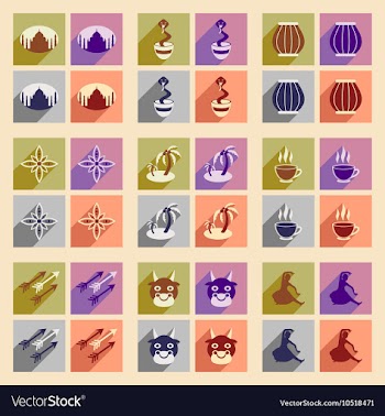 Modern flat icons collection with long shadow vector image