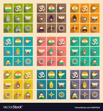 Modern flat icons collection with long shadow vector image