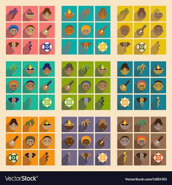 Modern flat icons collection with long shadow vector image