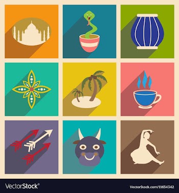 Modern flat icons collection with long shadow vector image