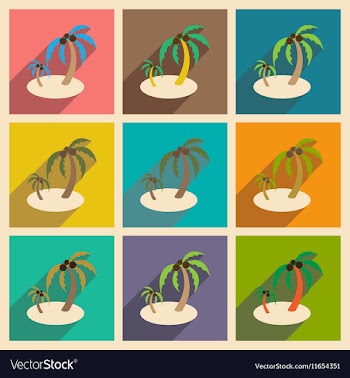 Modern flat icons collection with long shadow vector image