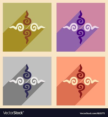 Modern flat icons collection with long shadow vector image