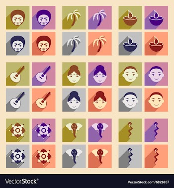 Modern flat icons collection with long shadow vector image
