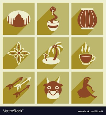 Modern flat icons collection with long shadow vector image