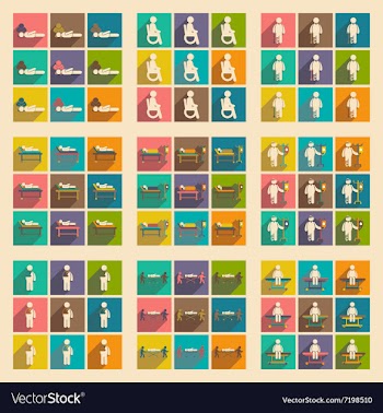 Modern flat icons collection with long shadow vector image