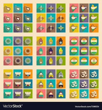 Modern flat icons collection with long shadow vector image