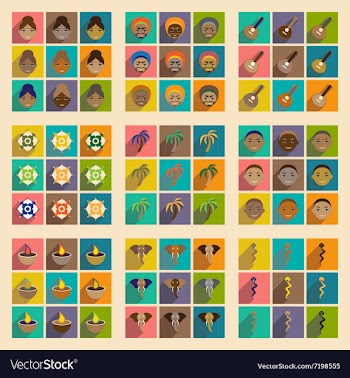 Modern flat icons collection with long shadow vector image