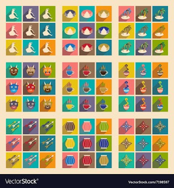 Modern flat icons collection with long shadow vector image