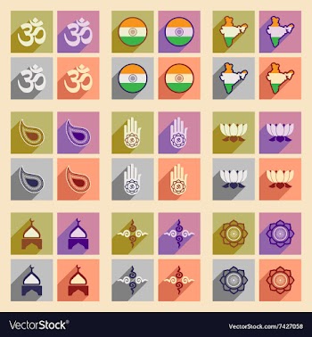 Modern flat icons collection with long shadow vector image
