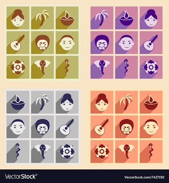 Modern flat icons collection with long shadow vector image