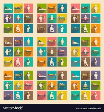 Modern flat icons collection with long shadow vector image