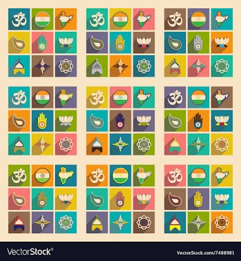 Modern flat icons collection with long shadow vector image