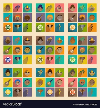 Modern flat icons collection with long shadow vector image