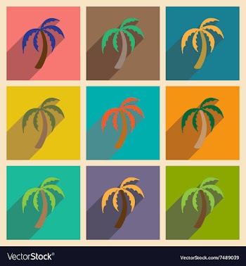 Modern flat icons collection with long shadow vector image