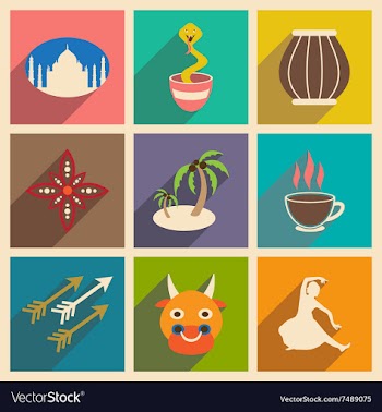 Modern flat icons collection with long shadow vector image