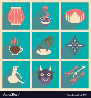 Modern flat icons collection with long shadow vector image