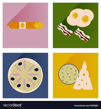 Modern flat icons collection with shadow fast food vector image