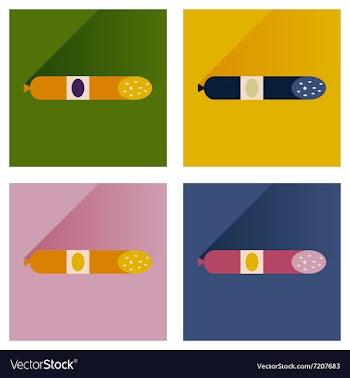 Modern flat icons collection with shadow sausage vector image