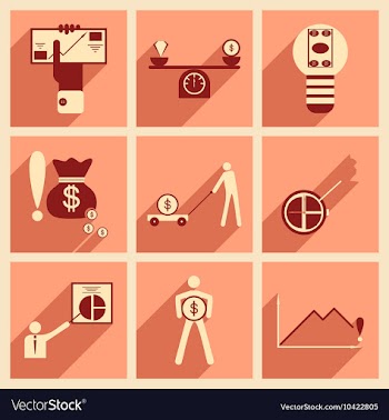 Modern flat icons collection with shadow vector image