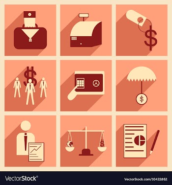 Modern flat icons collection with shadow vector image