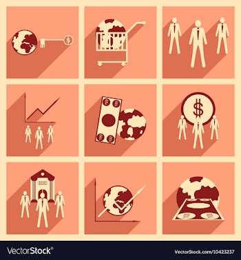 Modern flat icons collection with shadow vector image