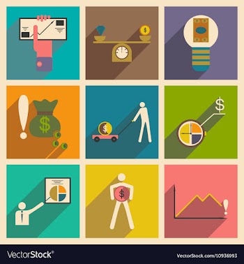 Modern flat icons collection with shadow vector image