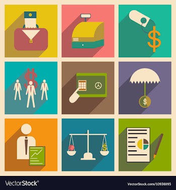Modern flat icons collection with shadow vector image