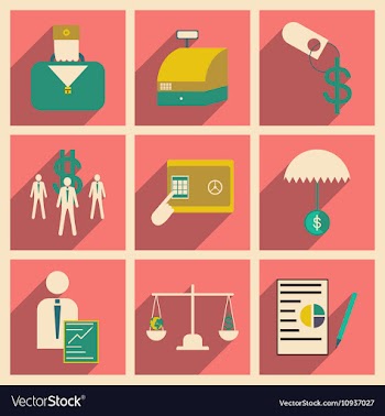 Modern flat icons collection with shadow vector image